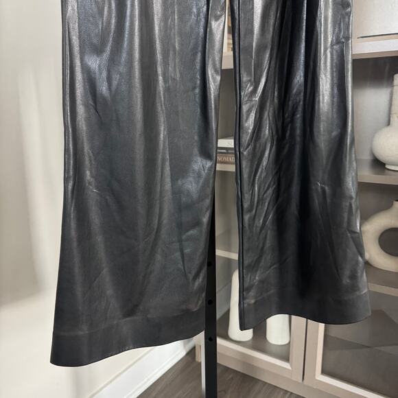 Jonathan Simkhai Tara Black Faux Leather Pants 8 NEW Pleated High Rise Wide Leg - Picture 4 of 6